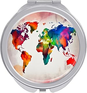 Espejo de maquillaje de viaje con mapa del mu...