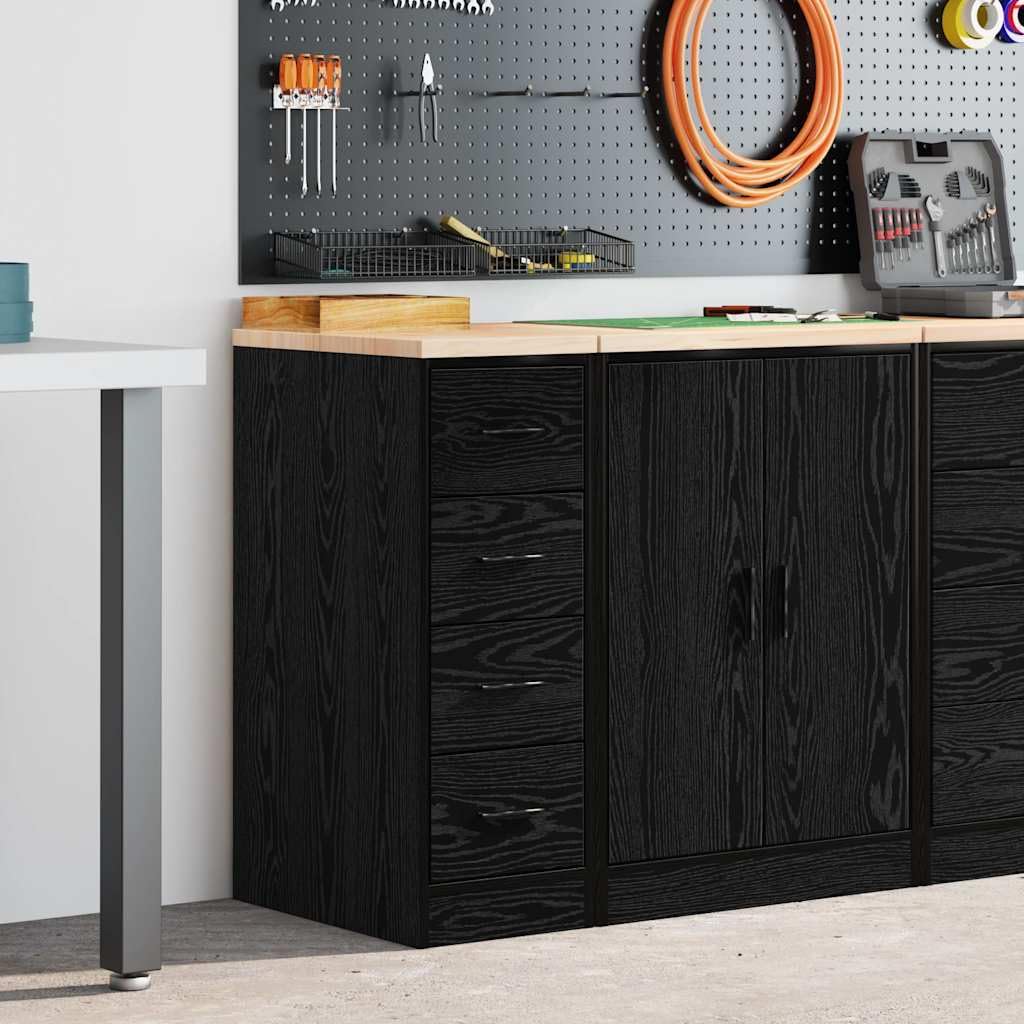 INLIFE Garagen-Aufbewahrungsschrank Schwarz Massivholz Kiefer,Wirtschaft & Industrie,Gewerbliche Lagerung,Industrieschränke,Schwarz,21.4 KG,860581
