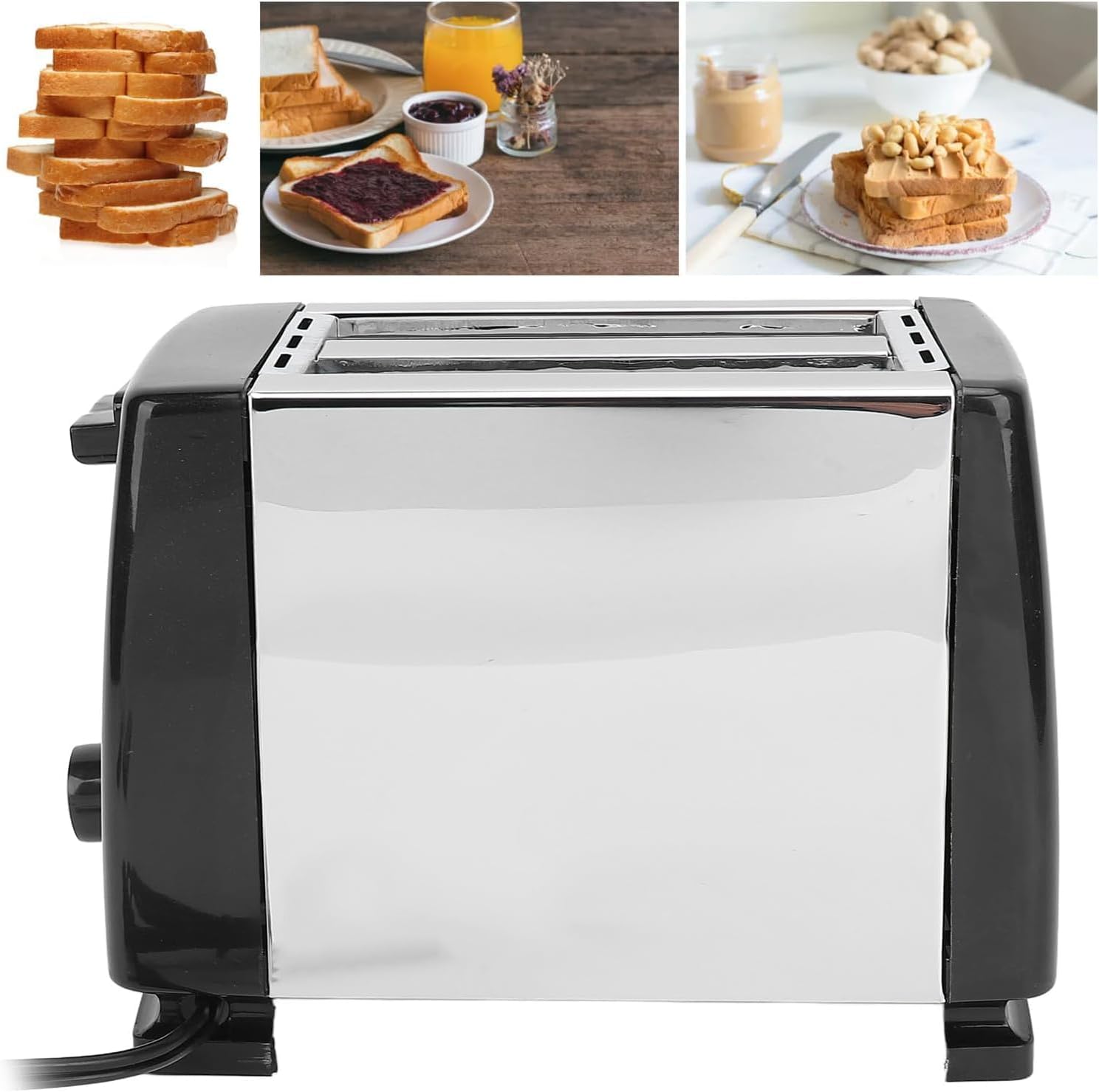 DeepCrush Automatic 2-Slice Toaster with Sandwich Maker - Compact Breakfast Toaster for Bagels, English Muffins & Panini - 110V US Voltage (Black)