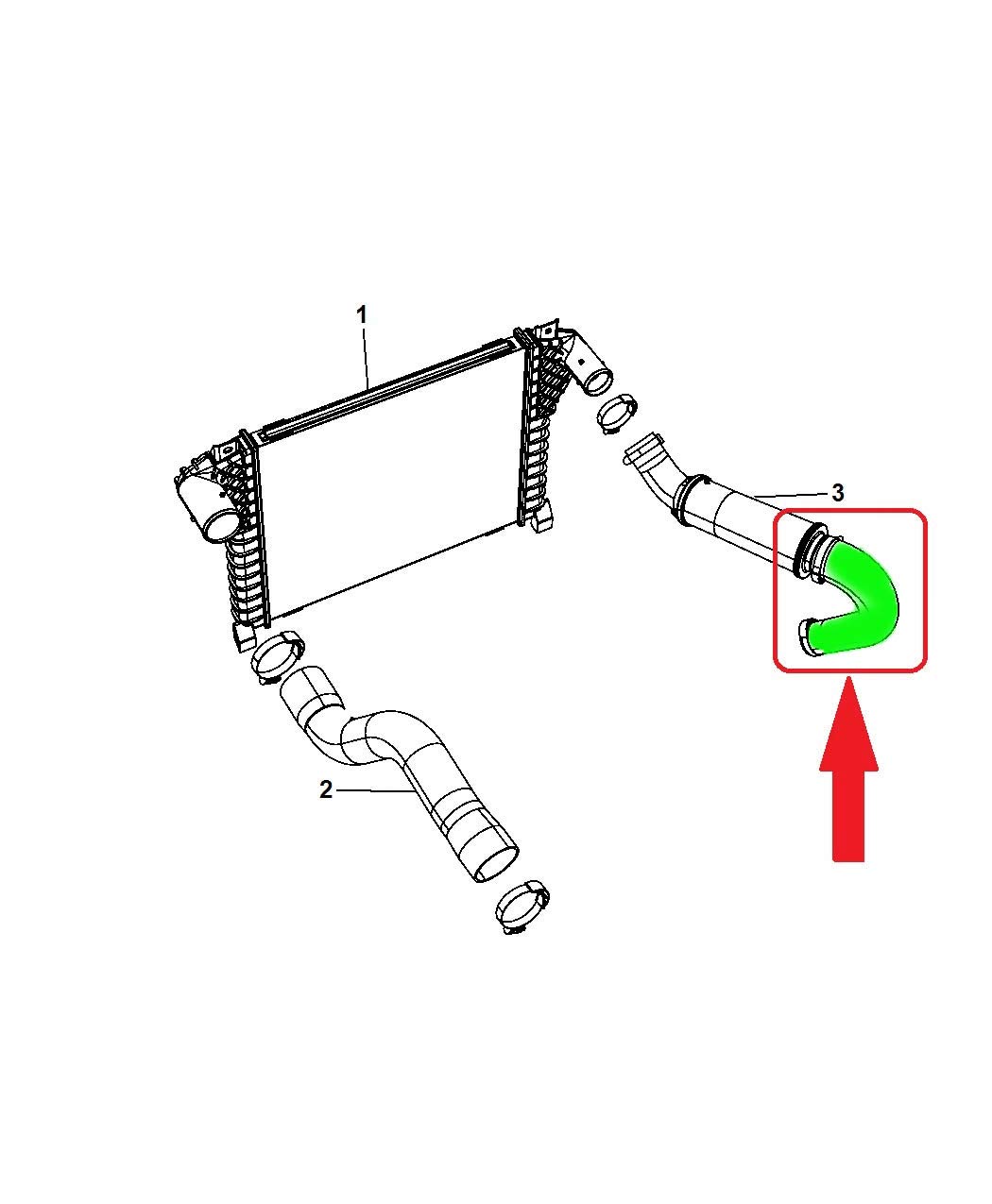 Compatibile/ricambio per tubo intercooler turbo Jeep CHEROKEE 2.8 CRD 2008-2013 177HP, 200HP 55038014AB