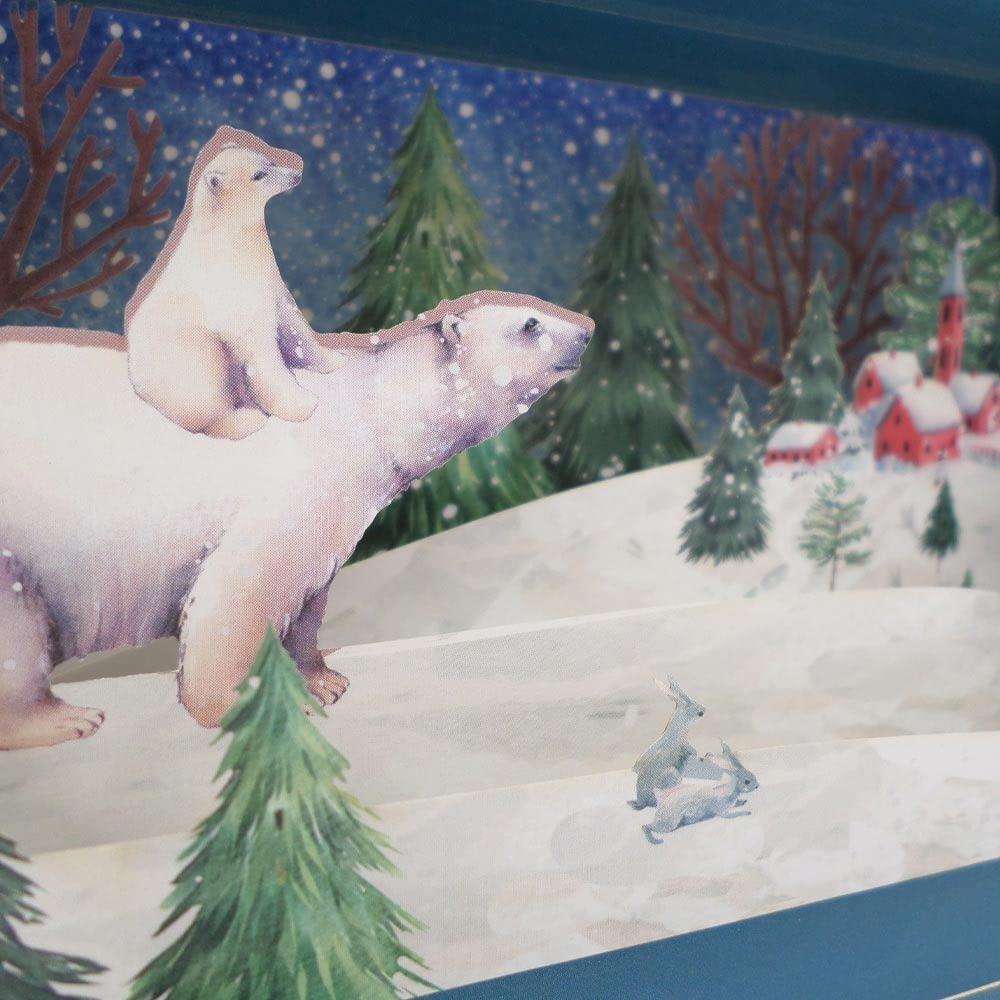 Message In A Bottle Polar Bears In The Snow Pop Up Christmas Card By Alljoy Card XMIB063, Multicolor, 24cm x 15cm - Image 3