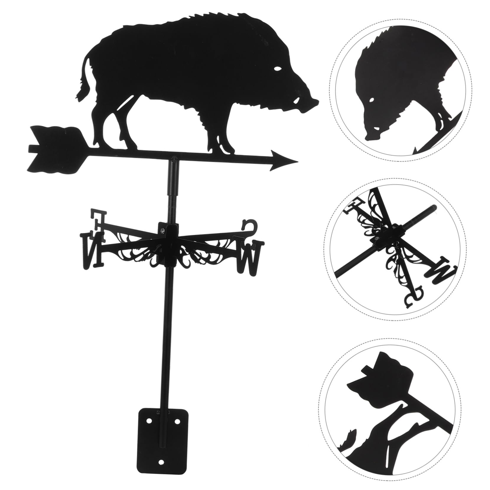 Girouette de Jardin Indicateur de Direction Vent Décoration Extérieure Durable pour Toit Garage Accessoire de Jardin Élégant Design Animaux Sanglier