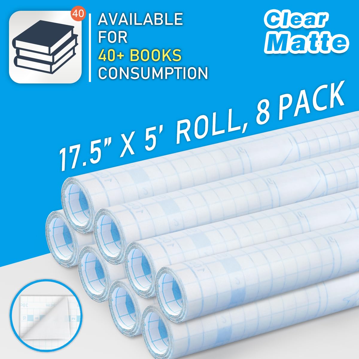 Chell 8-pak matowego przezroczystego papieru kontaktowego do książek, okładka książki 44,5 cm x 1,5 m