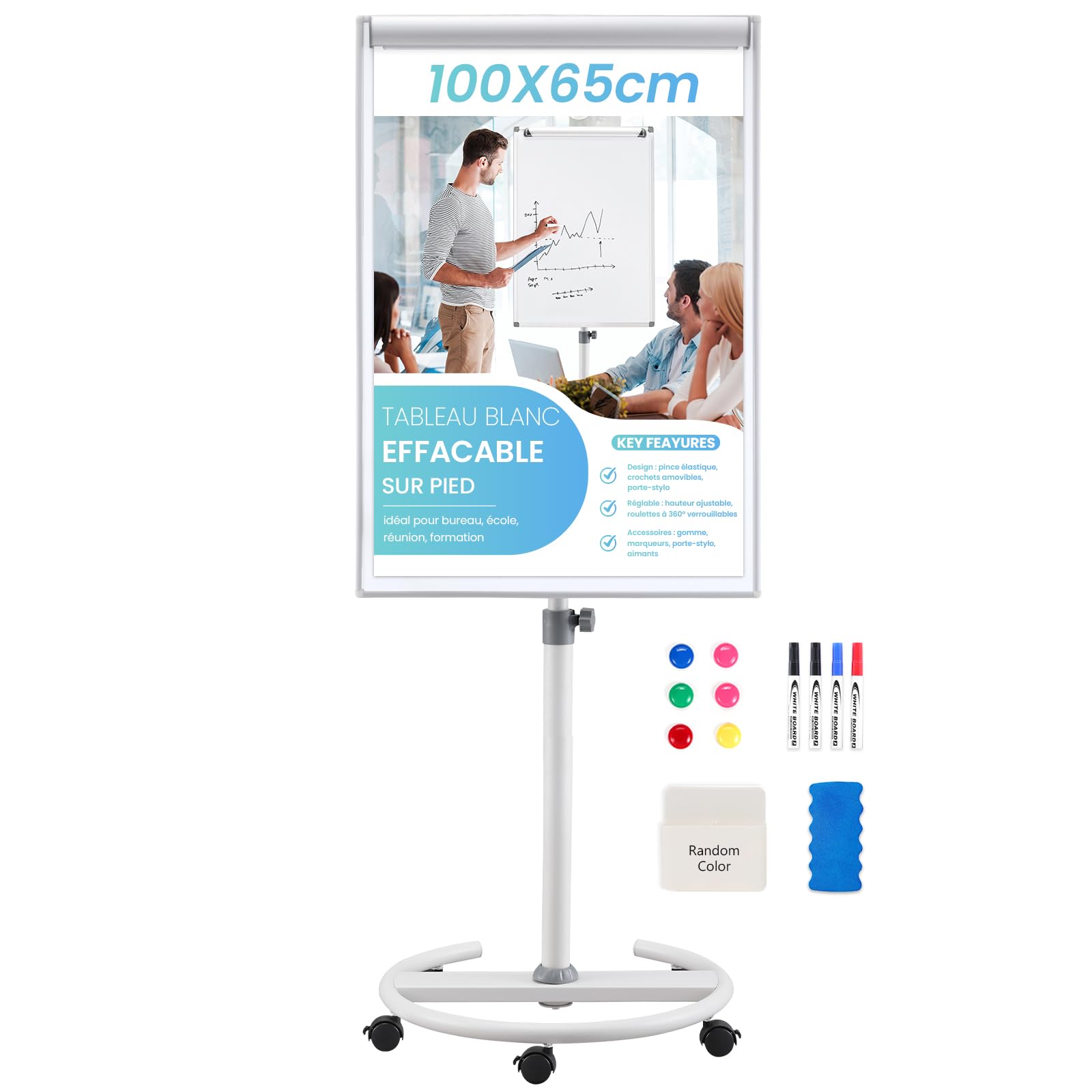 Tableau blanc magnétique effaçable à sec SWANCROWN paperboard mobile avec piétement - 7