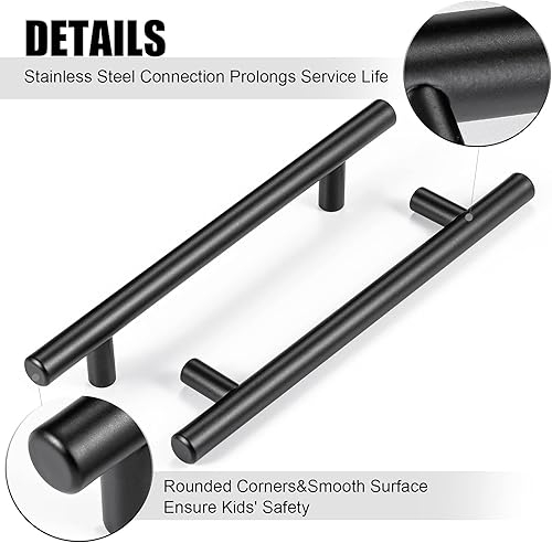 Miniatura 6 de CZC HOME Paquete de 5 tiradores de gabinete de 7.5 pulgadas, manijas de cajón de acero inoxidable, tiradores de cajón centrales de 5 pulgadas para