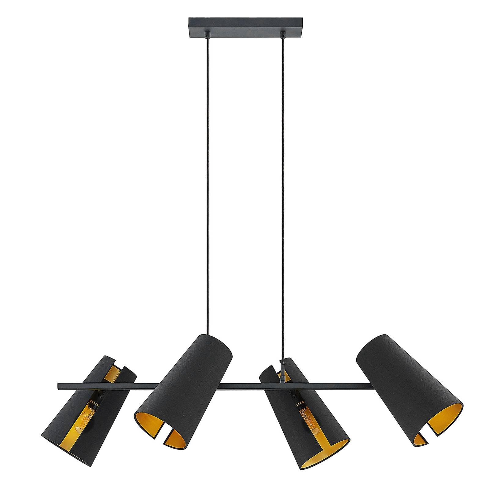 Lucande Ceiling Light Kemoni dimmable (Modern) in Black Made of Textile for e.g. Living Room & Dining (4 Light Sources, E27) from Pendant Lighting lamp Hanging Ceiling