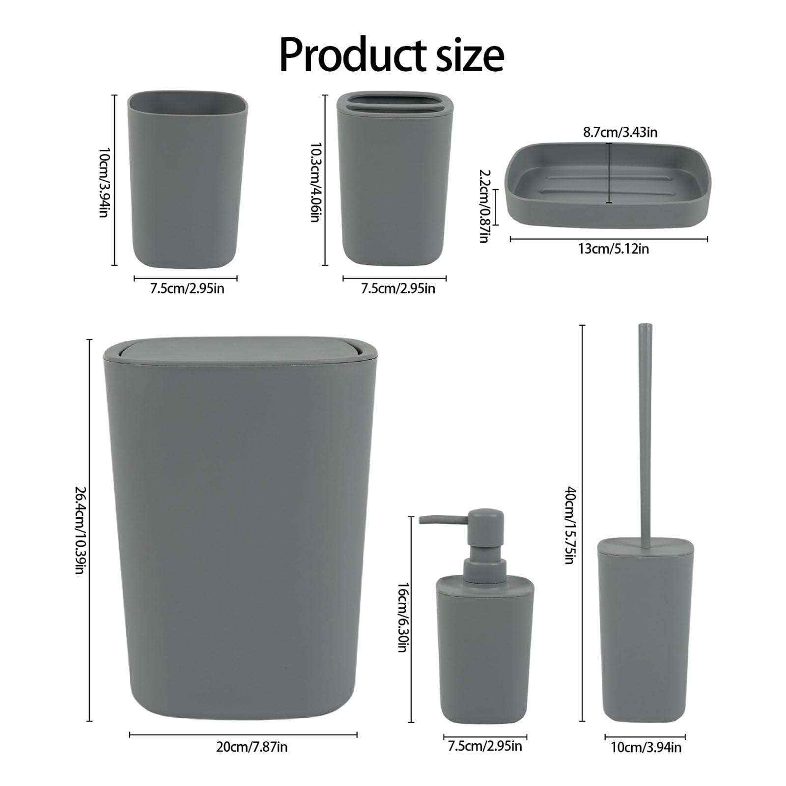Juego de almacenamiento impermeable de 6 piezas, incluye estante para cepillos de dientes, cesta de basura para decoración familiar, buen juego con cubo de basura