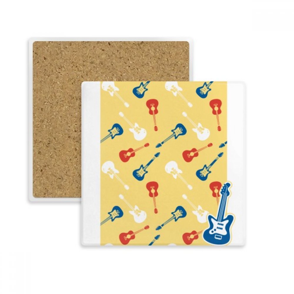 Cadeau musique original avec ce sous-verre guitare jaune absorbant