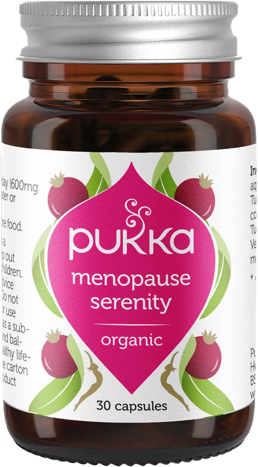 Pukka Herbs Menopause Serenity, Organic Supplement with Sage, Shatavari and Vitamin D, Vegan, 30 Capsules