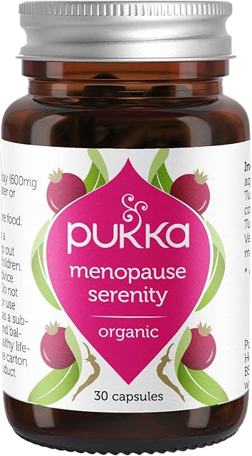 Pukka Herbs Menopause Serenity, Organic Supplement with Sage, Shatavari and Vitamin D, Vegan, 30 Capsules