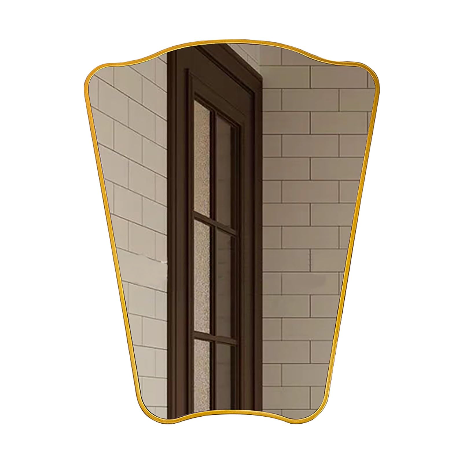 Miroir mural asymétrique 70x90cm avec cadre en bois pour salle de bain moderne