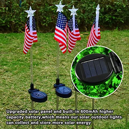 4Pcs Christmas American Flag Lights 4Th Of July Solar Patriotic Lawn Light, Garden Stake Light Led Landscape Light Pathway Light For Independence Day Memorial Day Decor(Color Changing-Star) #TOP4