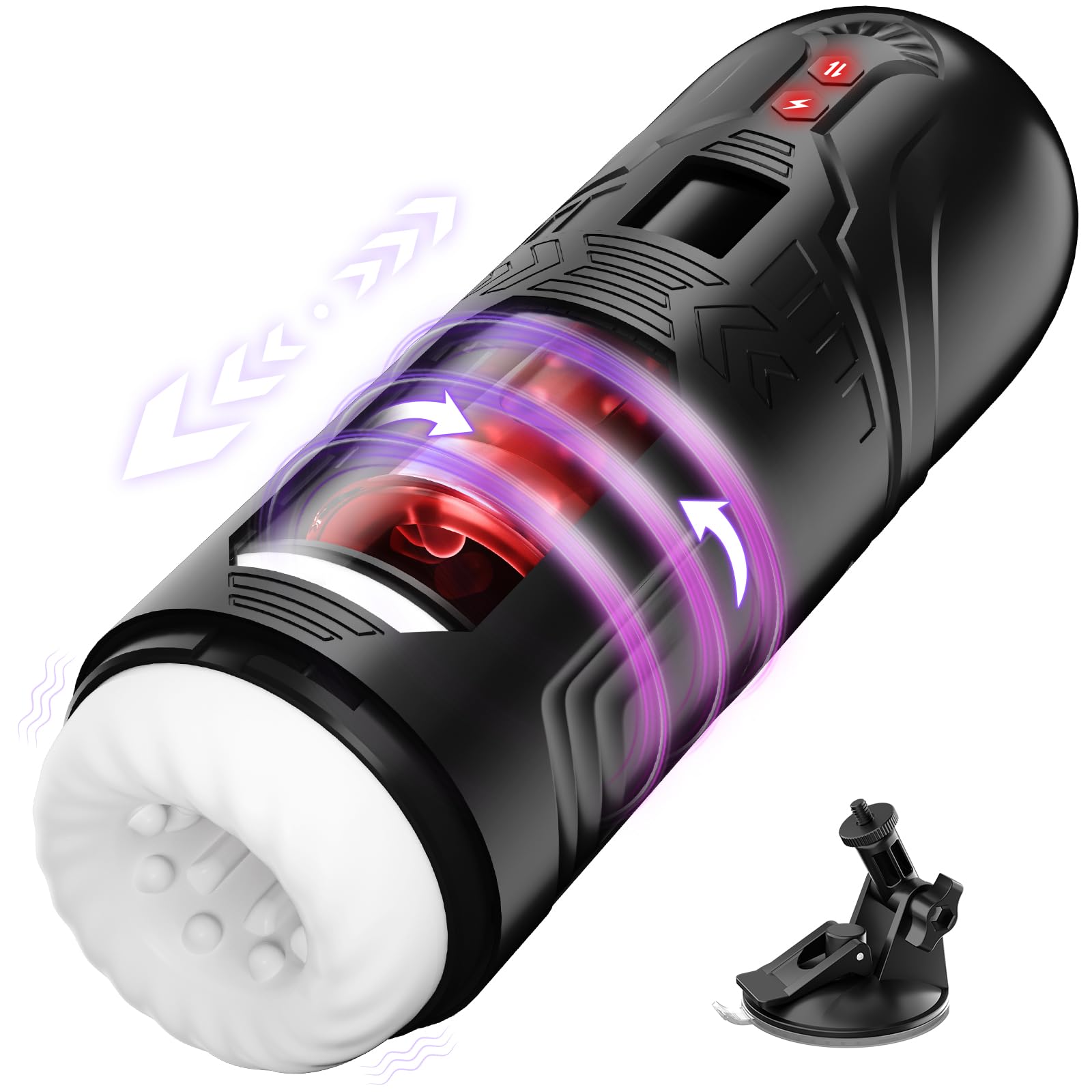 HIVEFUN Elektrischer Masturbator Cup, Masturbieren für Männer Sex Spielzeug für die Männer Solo 7 Vibration mit 7 Teleskopfunktion Rotierende, Masturbatoren Taschenmuschi Penis Sex Toys Schwarz Braun