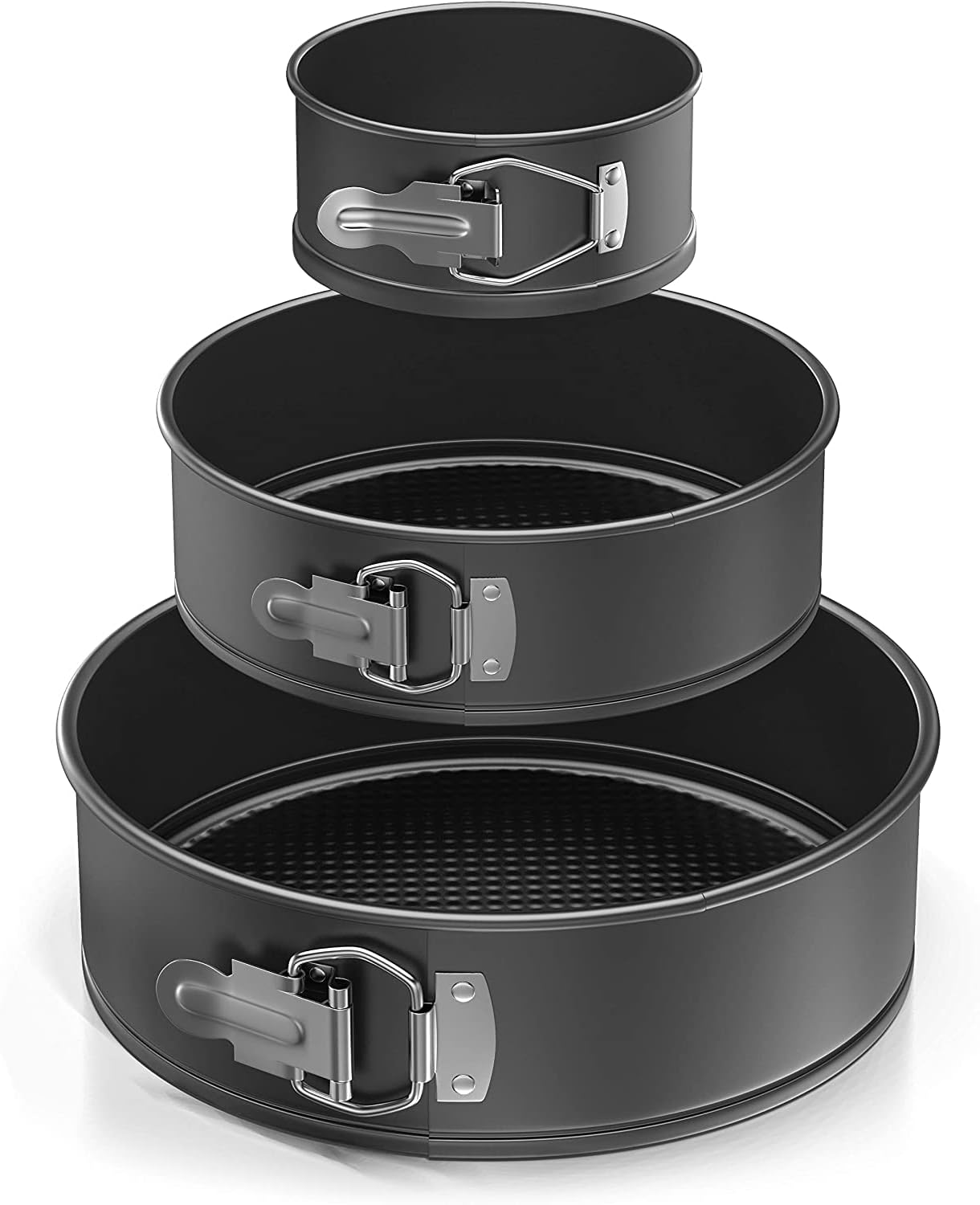 Springform Cake Pan Set Of 3 (4 7 9 Inch) - Round Nonstick Baking Pans Spring Form For Cheesecake, Tier Wedding Cakes, And More - Removable Bottom, Leakproof Bakeware Sets With Small, Medium, Large