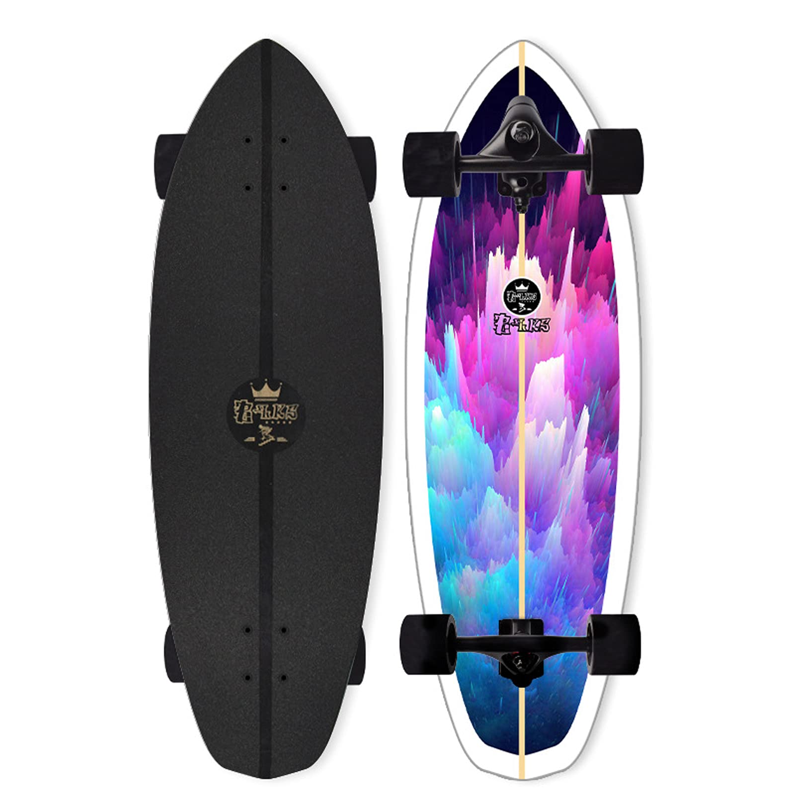 Land Surfing Skateboard Surf Skates Pumping Carving Completa Skate 82×26cm, CX7 Truck (Eje Estructura de Resorte, más Flexible) ABEC-11 Rodamientos, 7 Capas Arce Deck, para niño Adultos Regalo,E