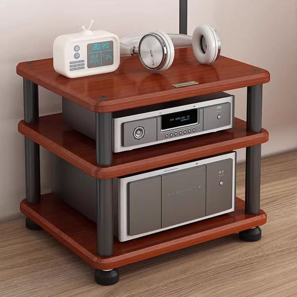 Rack Audio, Rack per Amplificatore Professionale da Tavolo, Mobile Audio con Chiodi ammortizzanti, Attrezzatura audiovisiva per Sala a 2/3/4 Strati per Una Gestione Efficace del Suono (Dimen