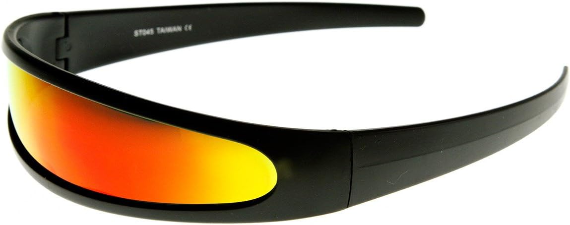 zeroUV - Futuristic Narrow Cyclops Color Mirrored Lens Visor Sunglasses - Image 3