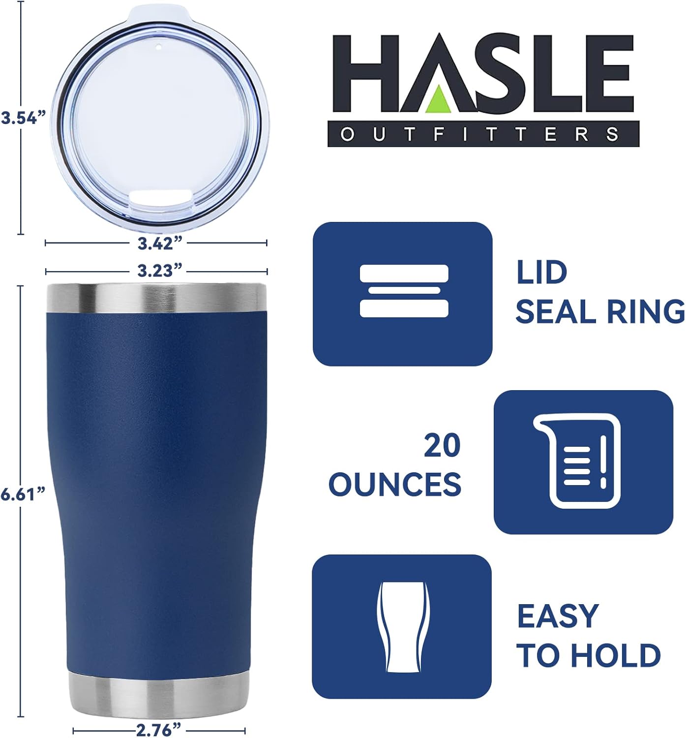 HASLE OUTFITTERS 20 oz Tumbler Bulk, Stainless Steel Tumblers with Lid, Vacuum Insulated Tumbler, Double Wall Powder Coated Cup, coffee mugs, Navy Blue, 6 Pack - Image 4
