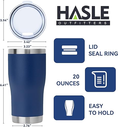Miniatura 4 de Hasle Outfitters Vasos aislados de acero inoxidable reutilizables de 20 onzas, vasos de viaje con tapa para café, de doble pared al vacío, vaso