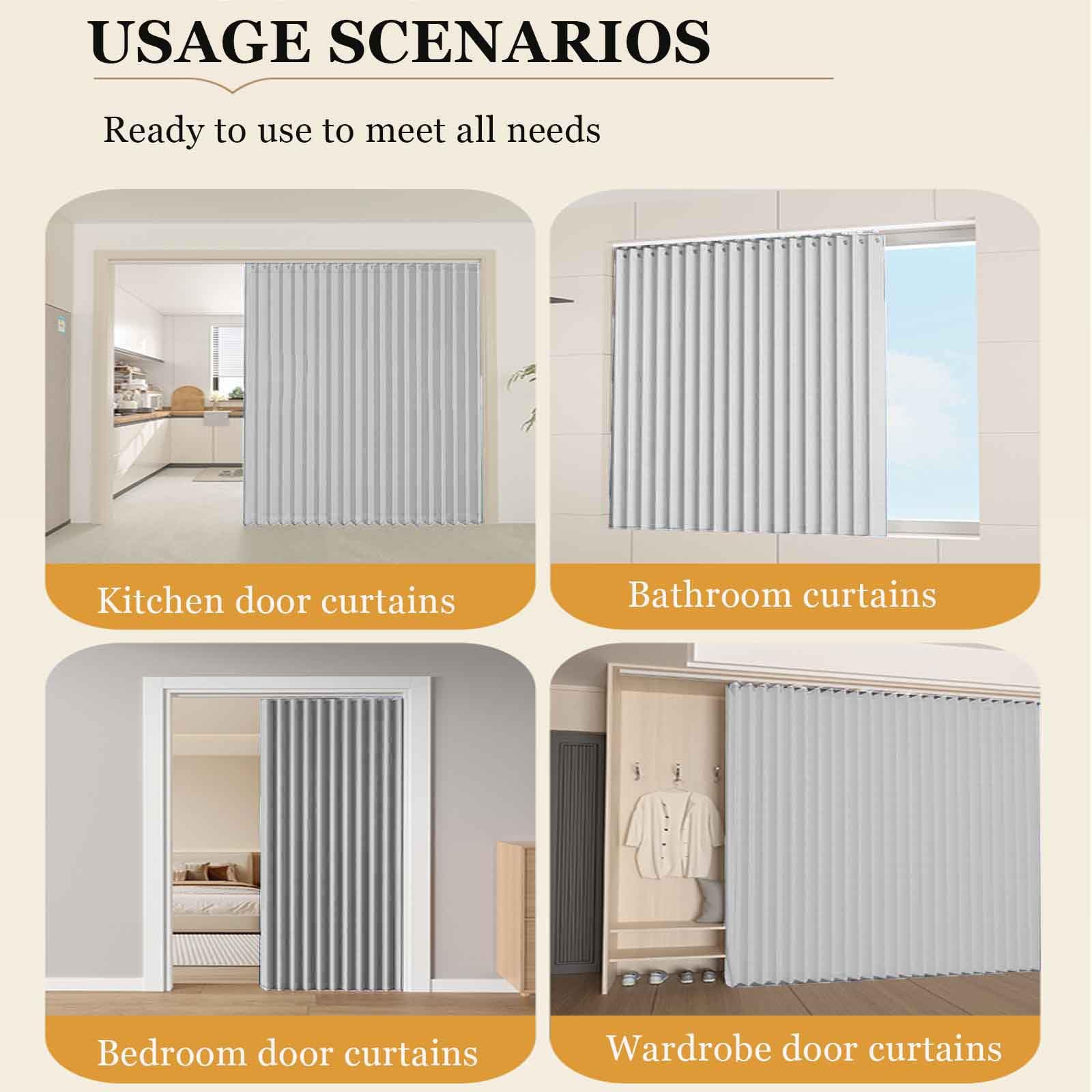 Separador magnético de habitación, plisado, opaco, para puerta de armario, plegable, para dormitorio, baño, sala de estar (05 x 150 x 180 cm)