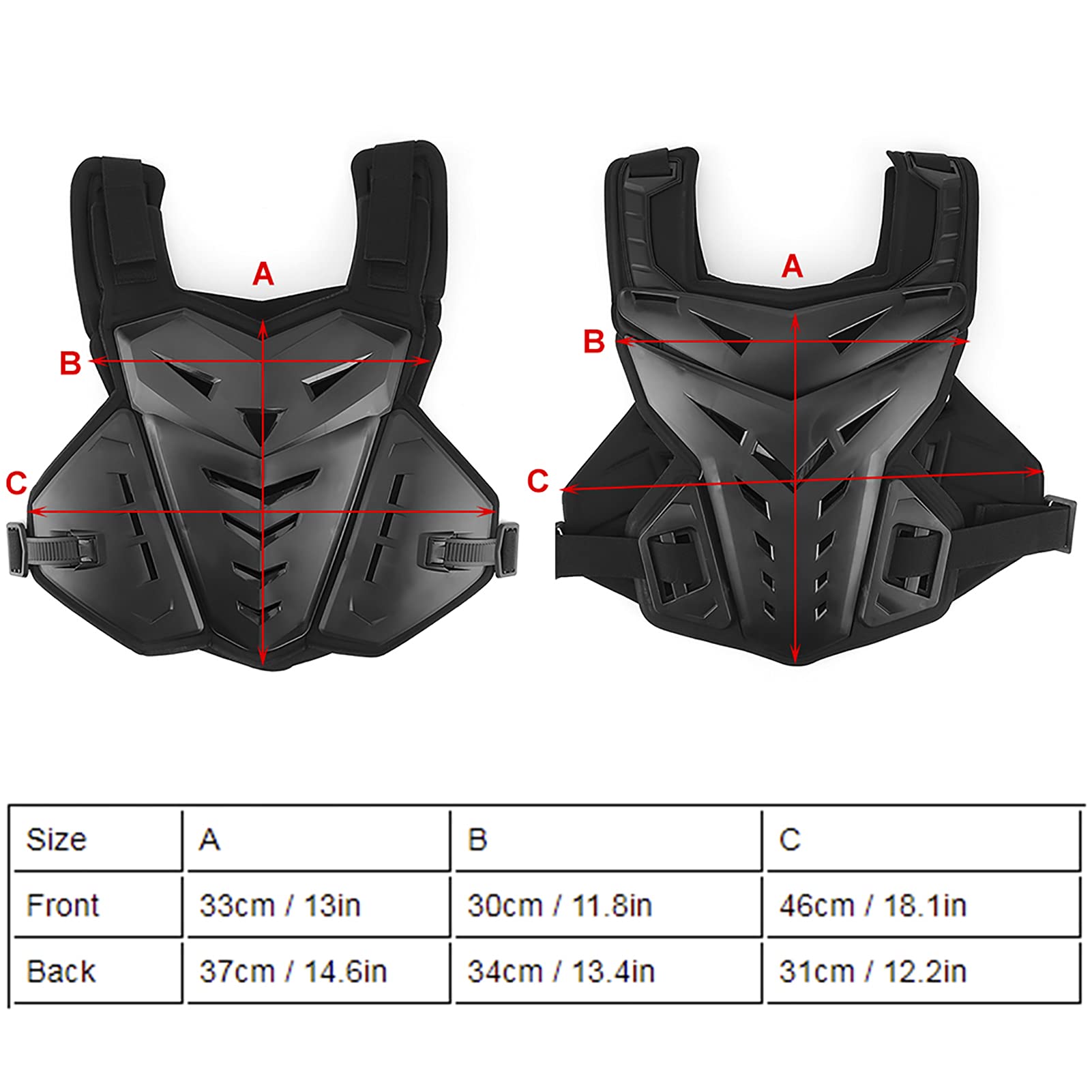 Brustschutz Motorradweste Stoßfest Atmungsaktiv Brust und Rückenschutz für Outdoor Sportarten (BLACK)