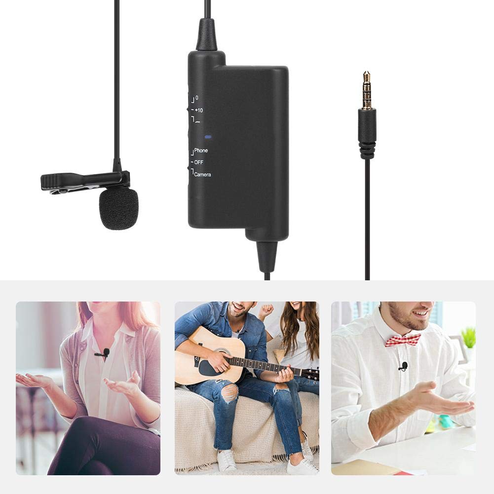 LYM-DM2 Cable Micrófono de Solapa de Solapa Micrófono Externo con Cable de 3.5mm Entrevista Clip de Collar Externo Mic Micrófono de Solapa con Clip de Manos Libres para Grabación de Teléfono