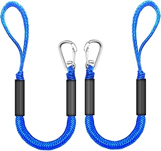 Bungee Dock Lines for Boats, 2 Feet, Pack of 2 (Blue)