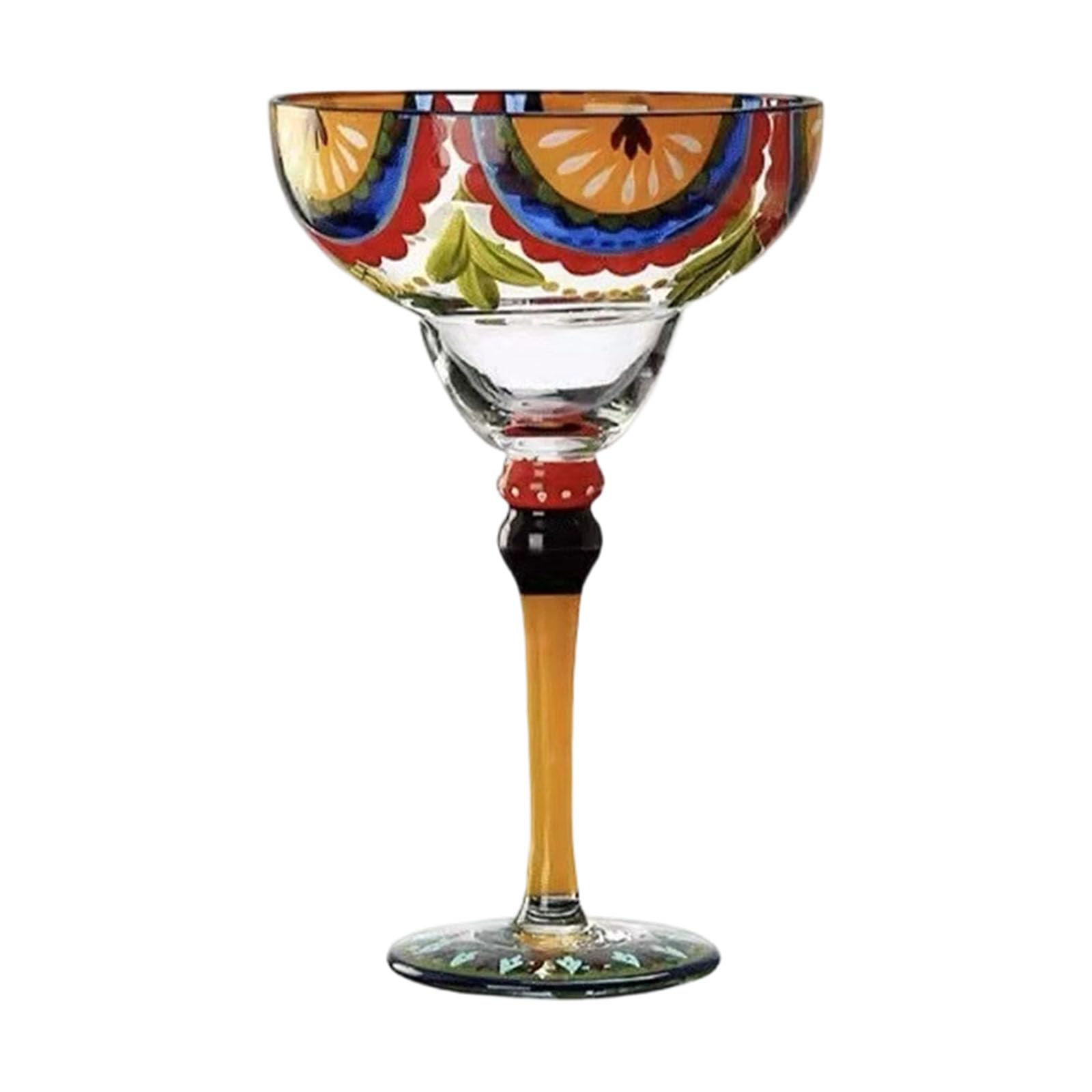 Osniyaw Fruit Slices Margarita Glass, Hand Painted Mexican Glasses For Martinis, Wine, Champagne Glasses, Cocktail Drinkware For Party Decorations, Mexican Drinkware