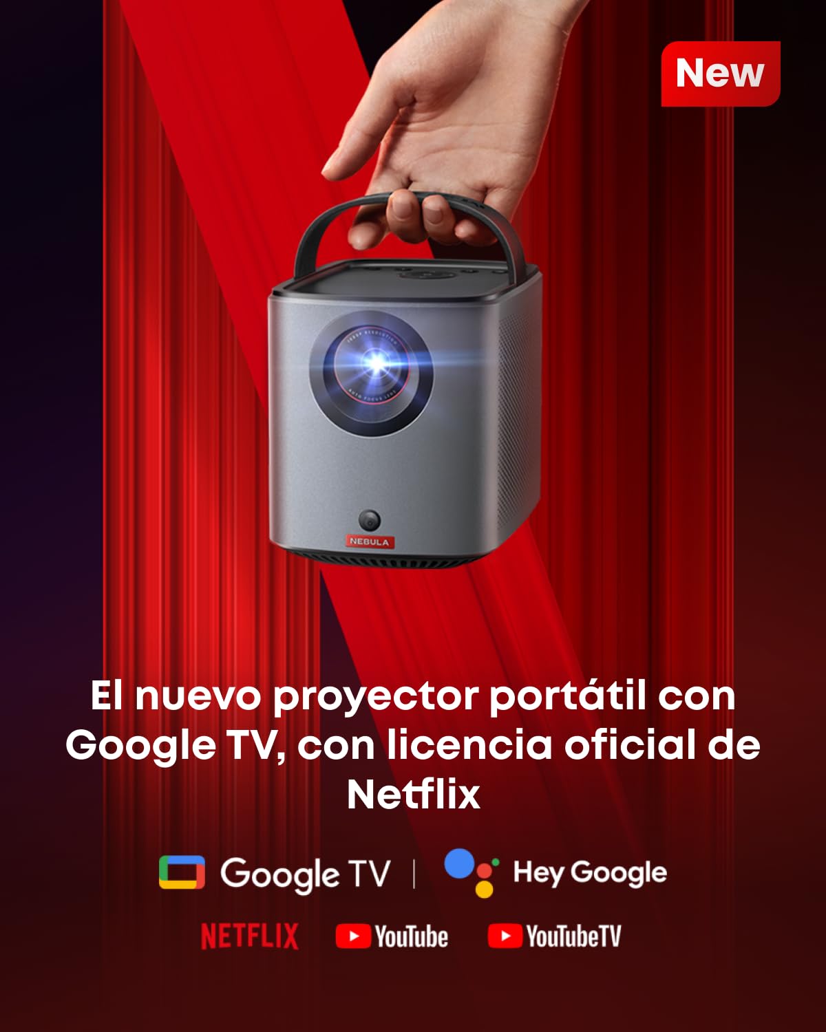 Nebula Mars 3 Air 1080p proyector portatil, Wi-Fi, Mini proyector portátil de 400 lúmenes ANSI, Dolby Digital, 2 Altavoces de 8 W, 150 Pulgadas, 2.5h