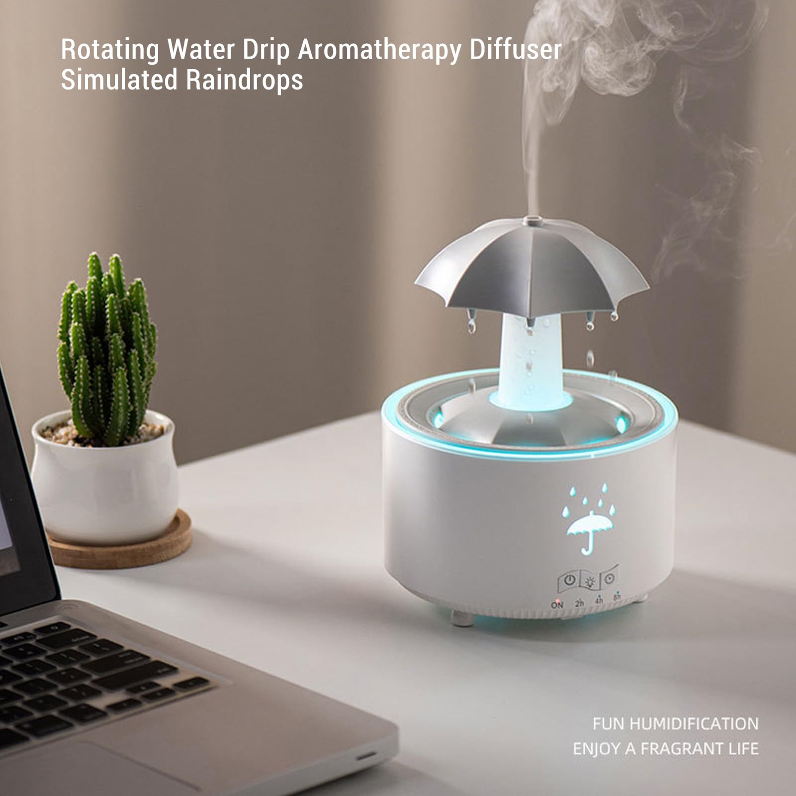 Lazmin112 Umidificatore con Diffusore di Oli Essenziali, Umidificatore a Nebbia Fredda Ad Ultrasuoni da 300 Ml con Luci Multicolori e Timer, per Camera da Letto, Casa, Ufficio, (Spina europea)