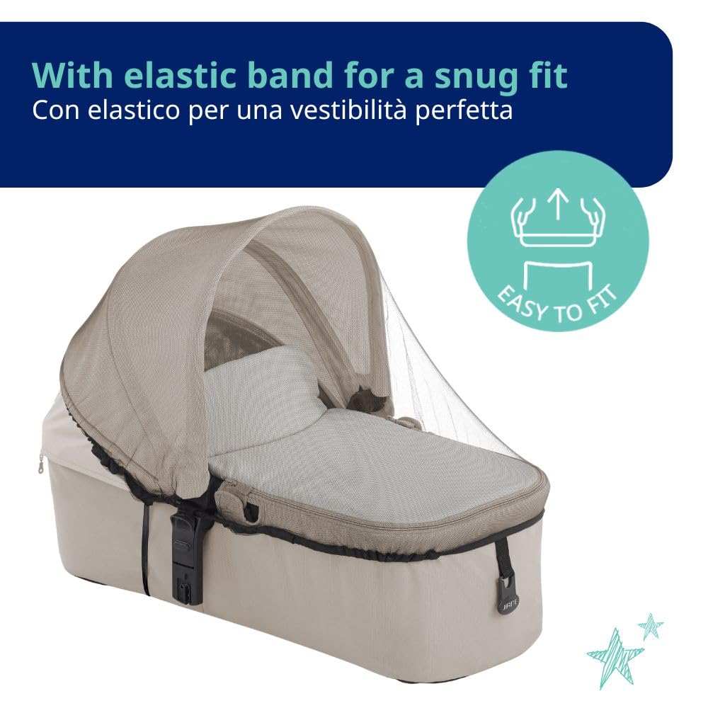 Jané Zanzariera Passeggino Universale, per Navicella, Ovetto e Passeggino, Protezione Insetti, Traspirante, con Borsa