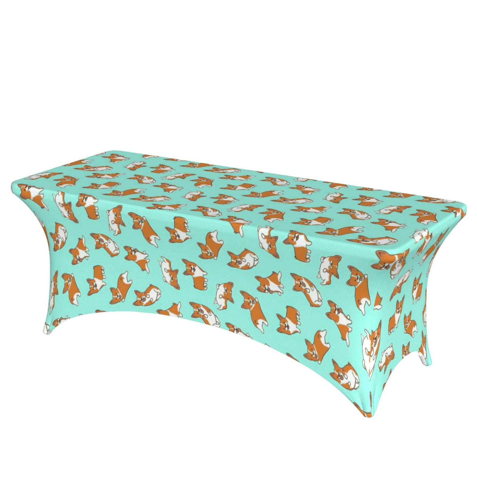 AYYQWE Corgi Cute Dog Print Elastic Rectangular Tablecloth For Banquet Outdoor Picnics Office Table Cover