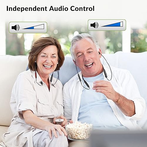 Miniatura 4 de Avantree HT41866 - Auriculares inalámbricos para escuchar televisión (juego de 2) con transmisor Bluetooth, control de volumen individual,