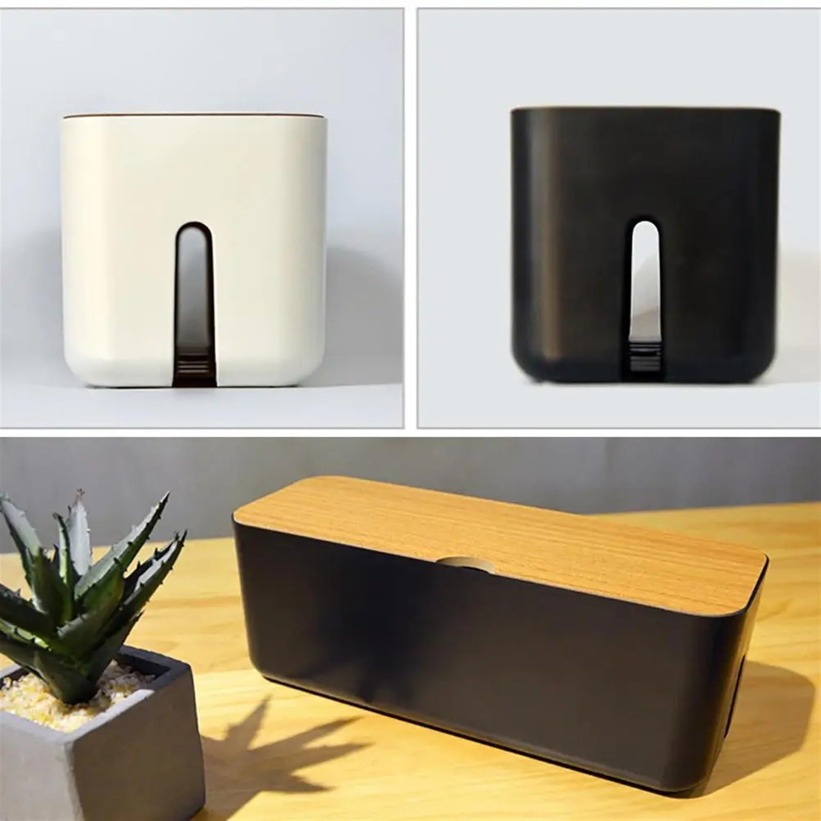 Boîte de rangement for chargeur, organiseur câbles, bacs sortie Boîte cache-câble(Black)