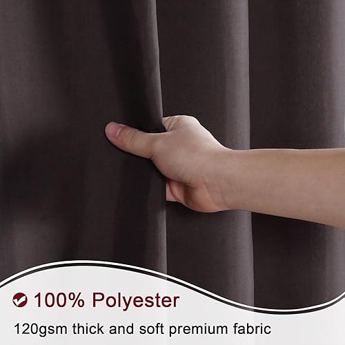 Vista 132 de Cortina de ducha de tela, estampado beige y tostado, cortinas de ducha con patrón de damasco bohemio de cachemira para baño, cortinas de baño Hudson