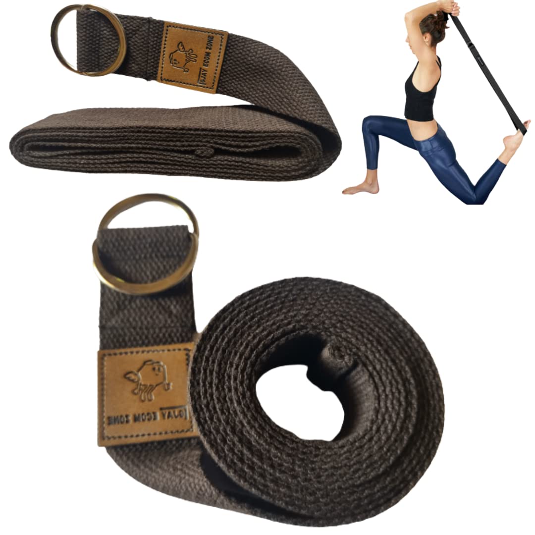 Gjay Ecom Zone 8 Feet Length Cotton Yoga Strap/Yoga Belt Stretch Bands with Extra Safe Adjustable D-Ring Buckle,Durable and Comfy for Daily Stretching,Physical Therapy,Fitness (Coffee Brown Color)-image-23