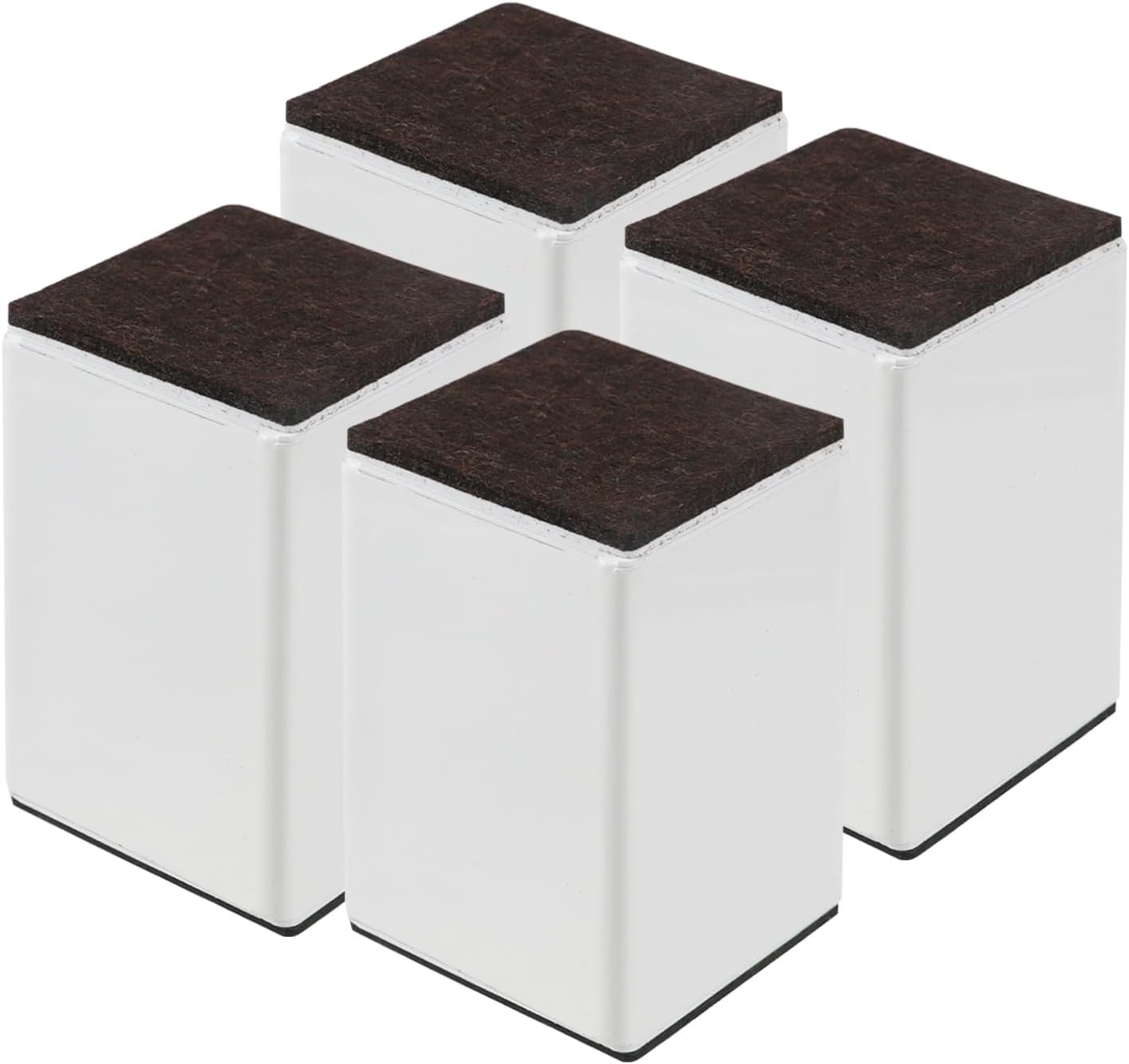 Wealrit 4 Pcs Square Bed Risers 4 Inch Height Furniture Risers Heavy Duty Solid Steel Bed Frame Lift Frame Risers Blocks for Sofa, Chair, Table(White)
