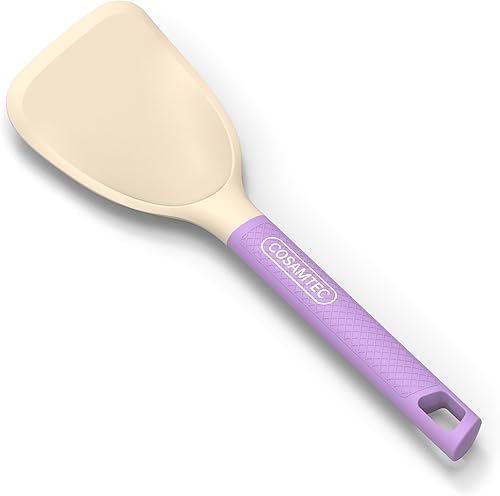 Miniatura 5 de Cosamtec Espátula de silicona antiadherente Turner Fish Steak Egg Pancake Flipper con mango de nailon, utensilios de cocina resistentes al calor,