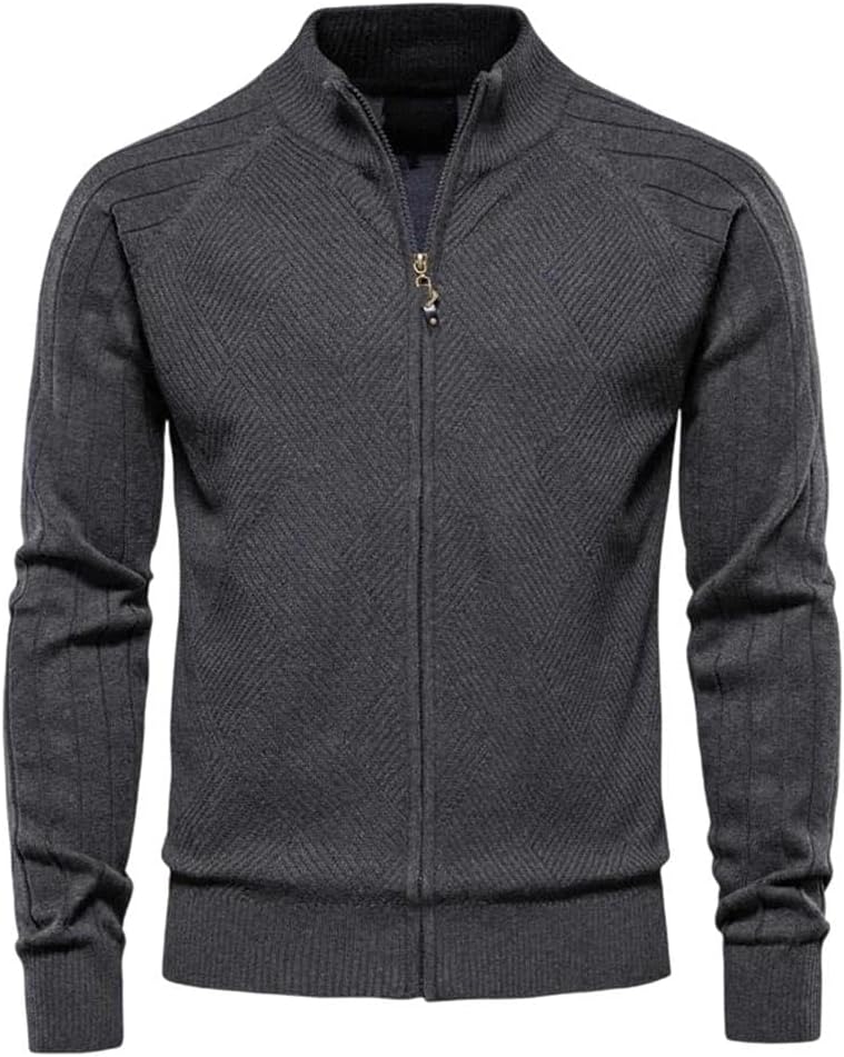 Solid Color Cardigan Men Casual Zipper Cotton Sweaters Fashion Basic Cardigans for Men