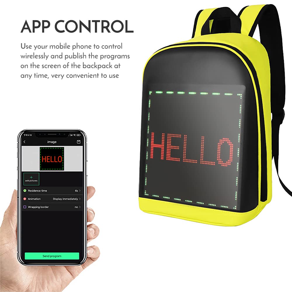 zaino personalizzabile, Zaino da viaggio personalizzabile con schermo a colori a LED Borsa da scuola per uomini Donne Studenti universitari