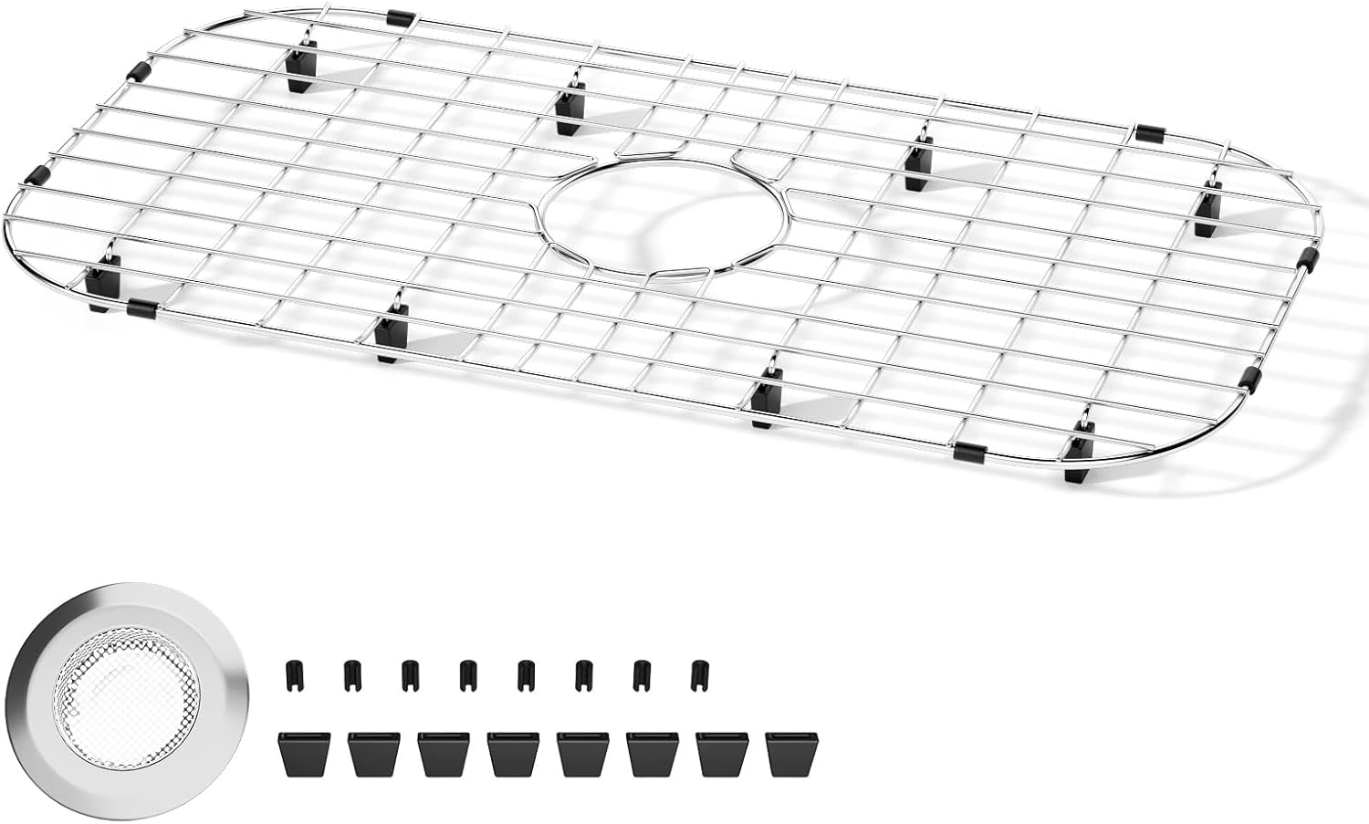 1Pack Sink Protectors，26" x 14"Metal Sink Protectors for Kitchen Sink，Sink Grate with Rubber Foot，Sliver Kitchen Sink Grate for Kitchen, Bathroom Sinks