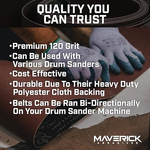 Miniatura 4 de Maverick Abrasives Correa de alimentación para lijadora de tambor, correa de repuesto para lijado de tambor para carpintería con Grizzly G0458,
