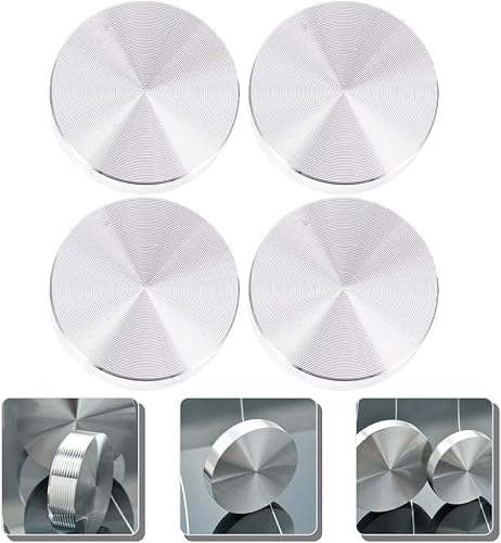 Miniatura 6 de Angoily 4 unidades de adaptador de mesa de vidrio redondo de aluminio, rosca M8 gruesa de aluminio círculo adaptador de vidrio para mesas de té de