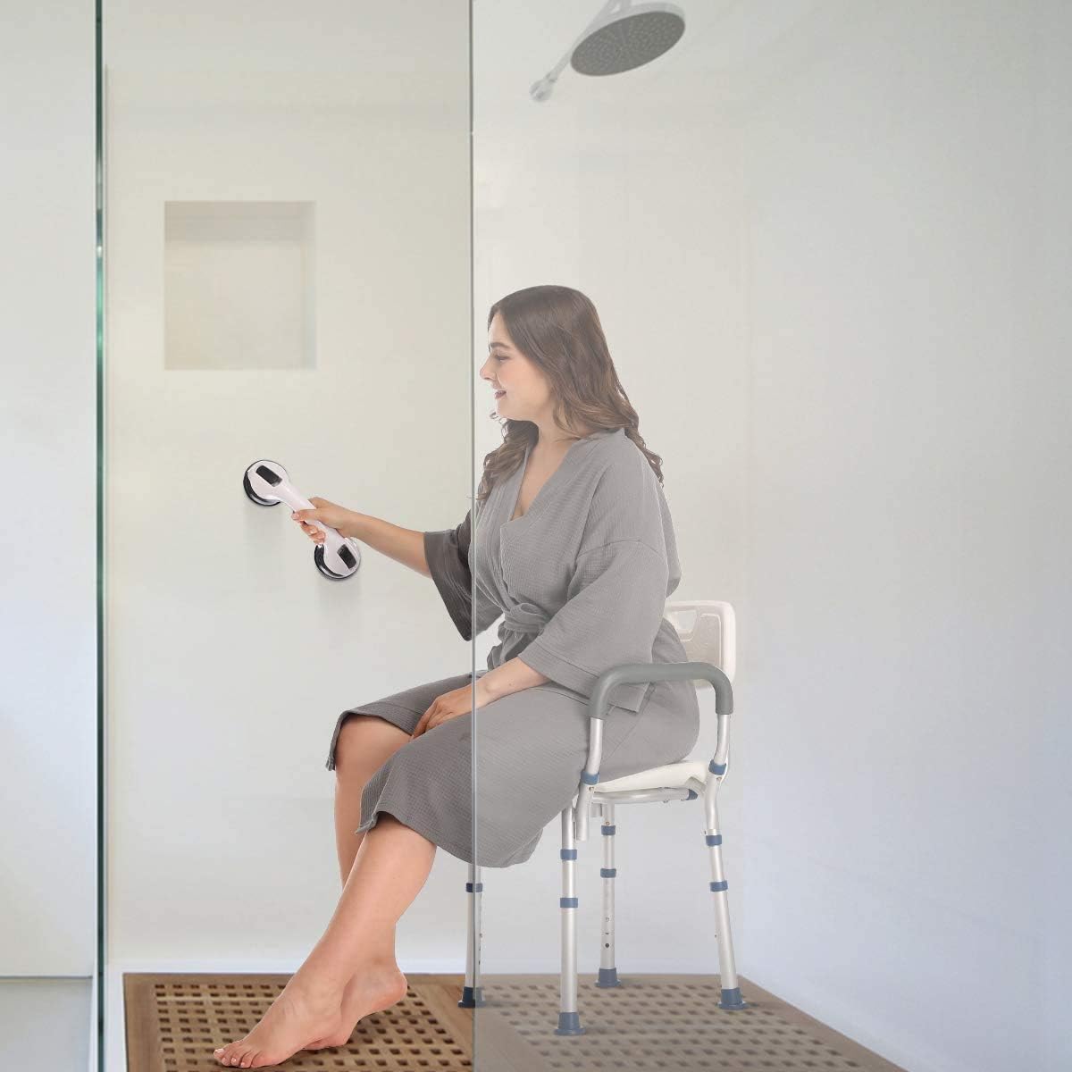 GreenChief Shower Bath Chair with Back and Arms Removable 300lb, Bathtub Chair with Handles - Free Assist Grab Bar - Medical Tool Free Shower Cutout Seat for Disabled, Handicap, Seniors & Elderly : Health & Household