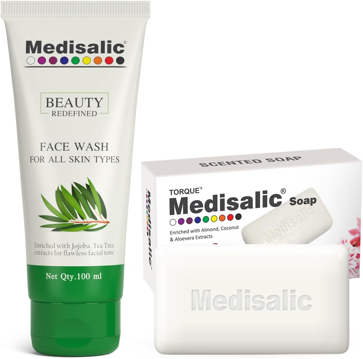 Tea Tree Face Wash 100ml + Medisalic Almond Bathing Soap Combo Pack