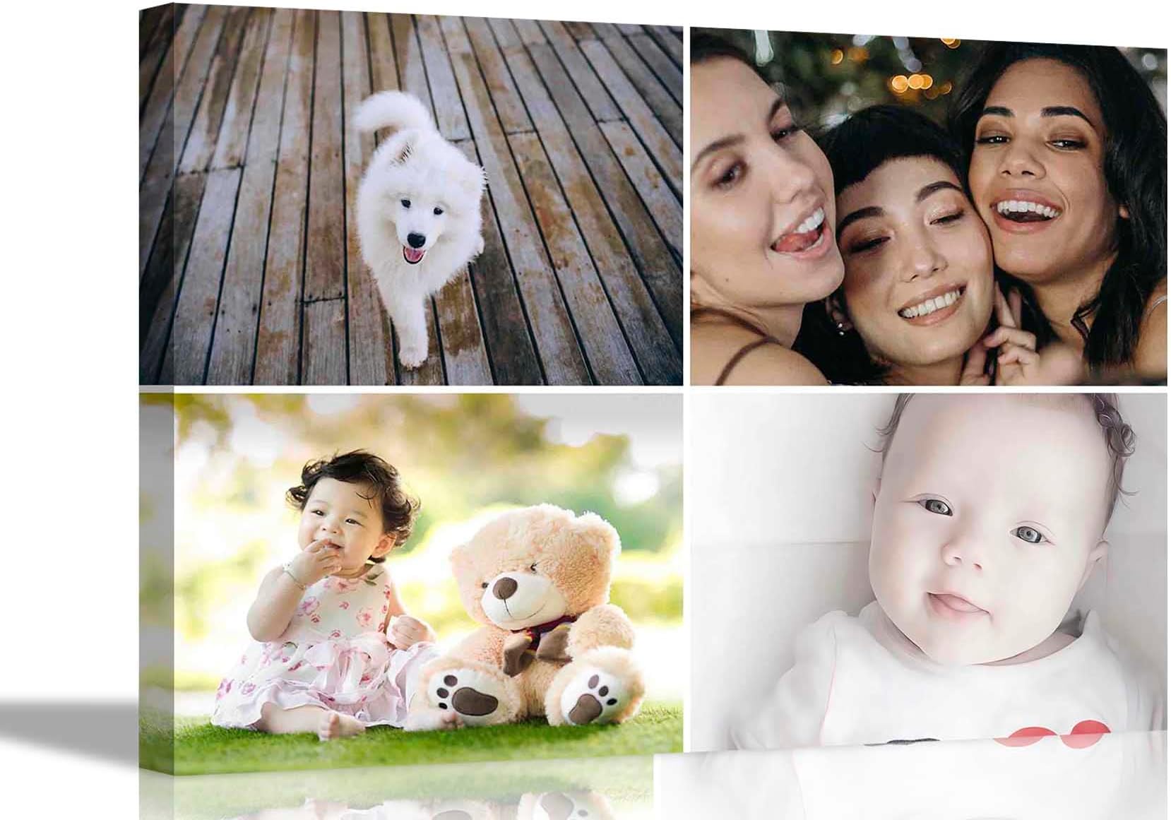 Artley Prints 4 Photos on Custom Canvas Prints Personalised Wall Art Hanging Decor for Home Office Baby, Wedding, Selfie Photos 60 x 40cm (24 x 16 inches) A2