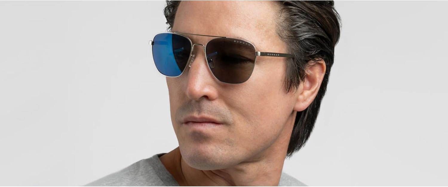 Gunnar Sunglasses - Mustang Chrome Sun Lens - Blue Light Blocking For Outdoor Screen Viewing