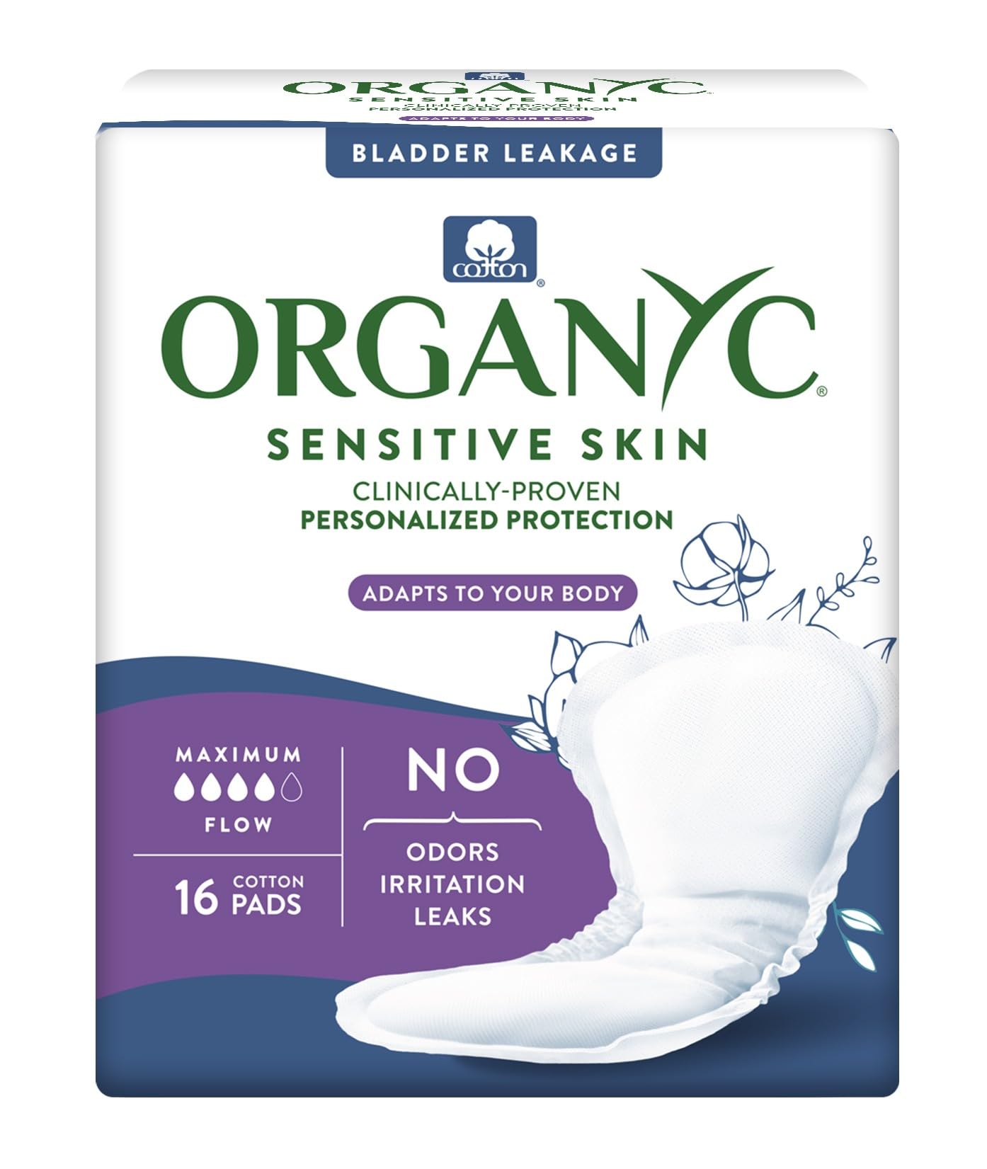 Photo 1 of Organyc Incontinence Pads - Maximum Absorbency, 16 Count