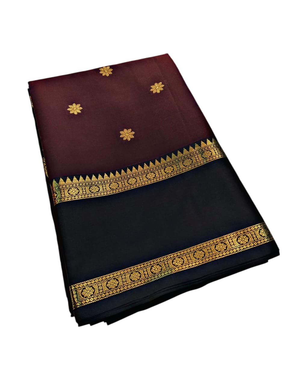 Party Outfit Semi Kanchivaram Soft Silk Saree for Women, Wine-Black, Banarasi Kaatban Weave, Designer Pallu & Blouse, Traditional Ethnic Saree for Festive Occasions-image-5