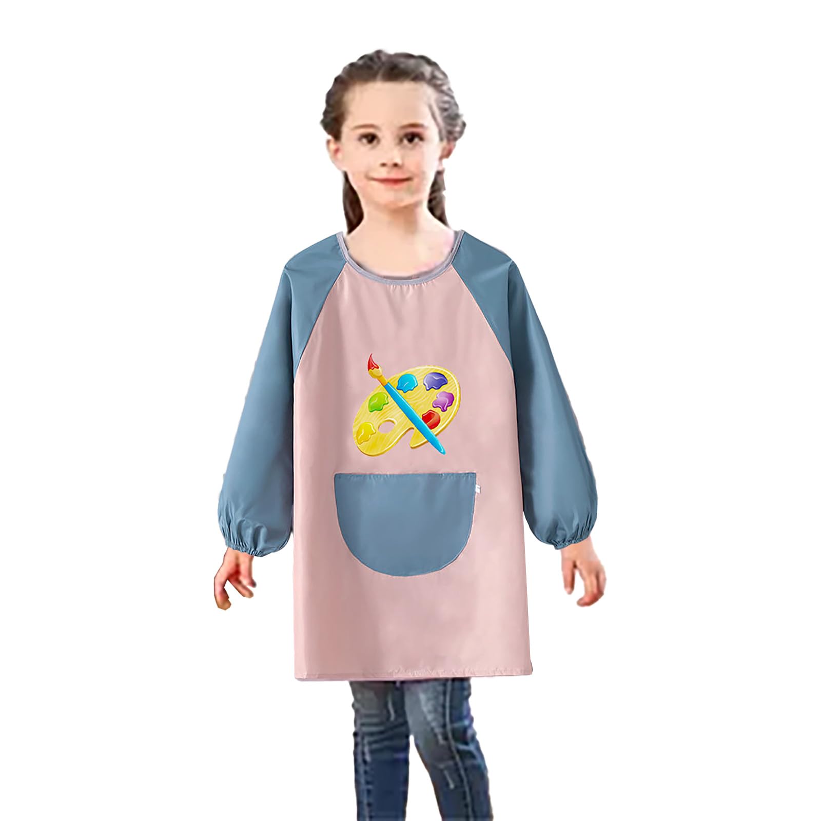 YMWALK Kids Painting Apron for Age 3-7 Years Girls and Boys,Waterproof Art Smock Toddler Apron with Long Sleeve and Pockets for Painting, Baking,Cooking, Eating, Messy Play,Arts Crafts